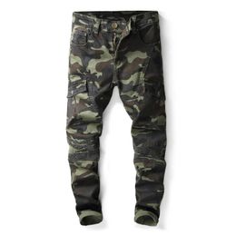 Casual Classic Men Jeans New Brand Fashion Camouflage Print Pocket Jeans Trousers Cool Jeans Men X0621