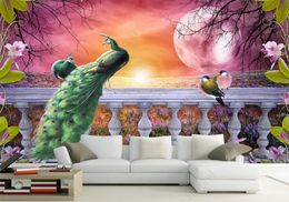 Custom 3D Murals Wallpaper Wall Painting Stereoscopic HD Peacock Living Room TV Backdrop Mural modern style Home Decor