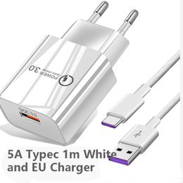 -5A Typ C Kabel USB-C Ultra Fast Lade- und Daten 1 Meter Datenkabel Tiopo C für Huawei White Cack und EU Fast Charger
