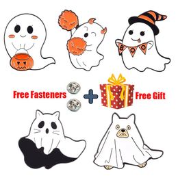 Pins, Brooches Cute Flying Ghost Enamel Pins Pumpkin Goth Brooch Happy Halloween Badge Bag Cartoon Jewellery Gift For Kids Friends Free Fasten