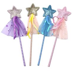 Fairy Glitter Magic Wand With Sequins Tassel Party Favor Kids Girls Princess Dress-up Costume Scepter Role Play Birthday Holiday Gift Bag Filler Pink Blue Purple Gold