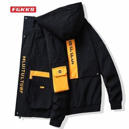 FGKKS Jacket Men Spring Korean Fashion Trend Letter Printing Casual Large Size Youth All-match Outwear 211214