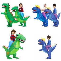 Inflatable Dinosaur Costume Adult Kids T REX Costume Blow Up Fancy Dress Mascot Christmas Halloween Party Costume For Men Women Q0910