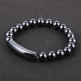 Unisex Men Women Natural Stone Black Hematite Beads Bracelet 5A Top Grade Hematite Elastic Bracelet Fashion Men Jewellery Gift
