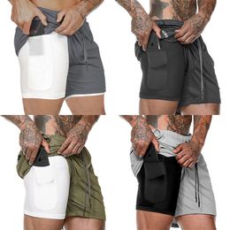 2020 New Colour Summer Running Shorts Men 2 in 1 Sports Jogging Fitness Sport Gym Training Quick Dry Mens Gym Men Shorts X0628