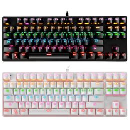 Mechanical Keyboard 87 Keys Switch Wired Gaming Keyboards with RGB Backlight for Tablet Desktop Russian Sticker PC Computer Game