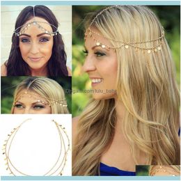 Headbands Jewelrybohemian Hair Jewellery Party Wedding Vantage Crown Metal Tassel Women Head Chain Headband Headpiece Swd889 Drop Delivery 202