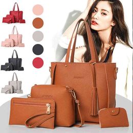 2021 New Fashion Composite Bags 5 Colours Tassel Matching Women Handbag Ladi Purse Set