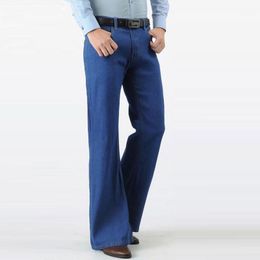 black flare jeans UK - Men's Jeans Color: Blue Black Men Fashion Retro Big Flare Pants 2021 Loose Denim Wide Feet Slim Thin
