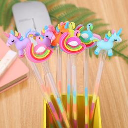 Mini Unicorn Cartoon Silicone Creative DIY Colour Pen Gel Stationery Kawaii School Supplies Student Gift 0305