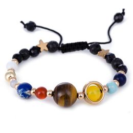 Bracelet Universe Galaxy Bead Eight Planets Solar System Moon Star Natural Stone Strands Bangle Essential Oil Diffuser Jewellery