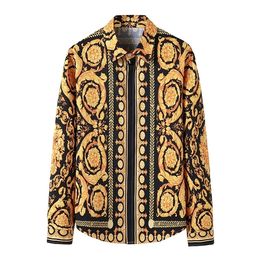 -Camisa real de lujo hombres 2021 Marca de manga larga para hombre camisas camisas de impresión floral barroca camisa de hombre fiesta camisa formal camisas hombre x0611