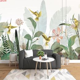 Custom Photo Hand Painted Plants Flower Bird Forest Mural Whole House Living Room Restaurant Wall Murals Wallpaper Home Decor 3Dgood quatity