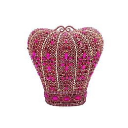 Evening Bags Lady Red/Purple/Pink/Green/Gold Color Rhinestone Clutch Purse Wedding Bridal Party Bag Clutches Mini Coin Wallet Purses