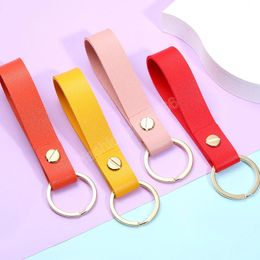 Fashion PU Leather Keychain Business Gift Key Ring Men Women Car Key Strap Waist Wallet Keyrings