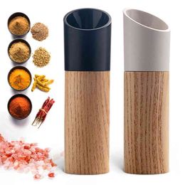 Wooden Salt and Pepper Mill Spice Nuts Mills Handheld Seasoning Grinder Bottle Home Cooking Decoration Kitchen BBQ Tools Access 210611