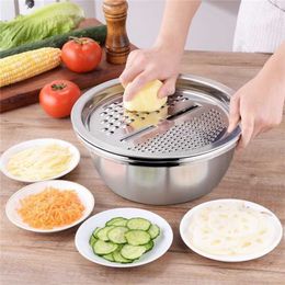 Multi-functional Thickened Stainless Steel Drain Basket Grated and Cut Vegetables Artefact Wash Rice 211109