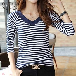 Women's Tops Tee Long Sleeve Tshirt Striped T Women Autumn T-Shirt Female Shirt Fashion Femme Top Shirts 7537 50 210417