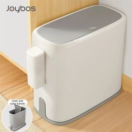 Bathroom Trash Can Double Layer Toilet Narrow Garbage Bin Press Style Kitchen Bathroom Garbage Bin with Lid 15L 211215