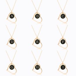 Fashion Hollow Heart Pendant Necklace Women Girls Gold Color Chain A-Z Initial Letters Necklace Wedding Party Jewelry Gifts