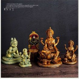 Hinduism Figure Statue Vishnu Shiva Snow Mountain Goddess Monkey God Hakuman Resin Small Ornaments Home Accessories 211108