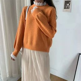 Korean Sweater Women Knitted s for Long Sleeve Basic White Slim Autumn Woman Knit Pullover s 210427