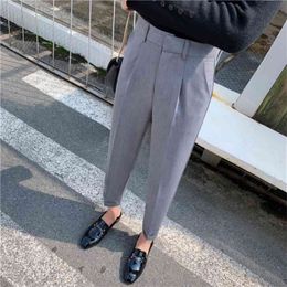 Autumn Winter Korea Fashion Women Straight Woolen Pants All-matched Casual Loose Ankle-length Female Black Suit S317 210512