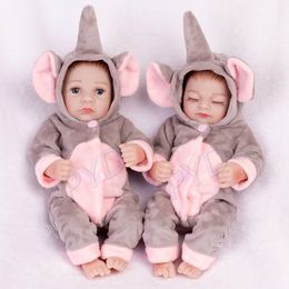 10 "Mini Cute Reborn Twins Baby Dolls Lifelike Neonato Bambini full Body Vinyl Silicone Xmas Regali di compleanno