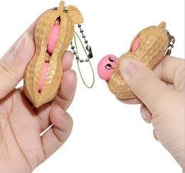 Fidget Toys Edamame Pop It Squishy Squeeze Peanut Pea Groundnut Earthnut Popper Bean Extrusion Keychain Stress Relief Chain Key Pendant Toy Children Kids