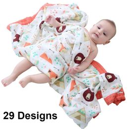 29 Designs 4 and 6 Layers Soft Muslin Bamboo Cotton born Sleeping Receiving Bed Blanket Swaddle Kids Children Baby 211105