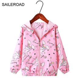 SAILEROAD Pink Jacket with Zipper Trench Coat 2-9 Years Girl Hoodie for Baby Outerwear Kids Fashion Clothing Children Clothes 211011