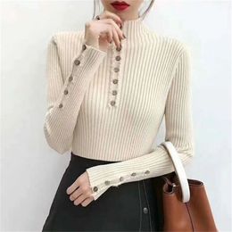 Women Knitted Turtleneck Sweater Casual Soft Polo-neck Jumper Fashion Slim Autumn And Winter Elasticity Pullovers 210427