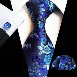 Men's Classic 8CM Silk Necktie Floral Neckties Handkerchief Lot For Wedding Party
