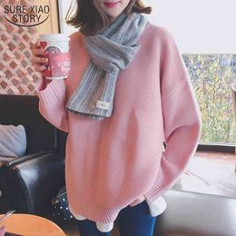 Pullover Sweet Loose Solid Plus Size Winter Clothes Women Long Sleeve Bottoming Sweater Knitted Jumper Women's Knitwear 11634 210508