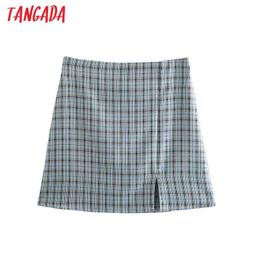 Women Plaid Print Skirts Faldas Mujer Zipper French Style Female Mini Skirt 8M18 210416