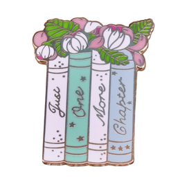 Pins, Brooches Just One More Chapter Book Flowers Art Brooch Pins Enamel Metal Badges Lapel Pin Jackets Fashion Jewellery Accessories