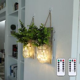 12v dc meter UK - Wall Lamp 2 Pcs Fake Flower Light Remotely Controllable LED String Christmas Decor Bottle Fairy Garland Lights