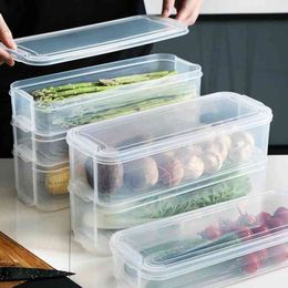 Kitchen Refrigerator Food Bins Storage Box With Lid Transparent Fresh-keeping Container Fridge Cabinet Freezer Organiser Tools 210331