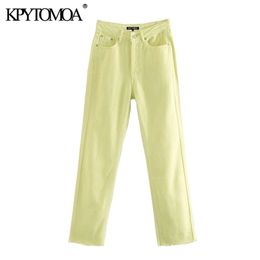 KPYTOMOA Women Chic Fashion High Waist Straight-Leg Jeans Pants Vintage Buttons Fly Pockets Female Ankle Trousers Mujer 210809