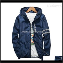 Outerwear & Coats Clothing Apparel Drop Delivery 2021 Spring Summer Mens Hooded Jacket Fashion Print Waterproof Thin Windbreaker Slim Fit Bom