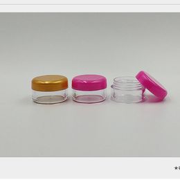 2021 5Gram Clear Plastic Empty Jars Pot Hot Pink Lid 5ML Sample Size For Cosmetic Cream Eye Shadow Nails Powder Jewelry