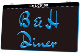 LC0150 BH Diner Restrant Light Sign 3D Engraving