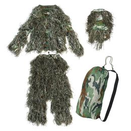 HG-5 Pieces Ghillie Suit Camo Woodland Camouflage Forest Hunting 3D Sets