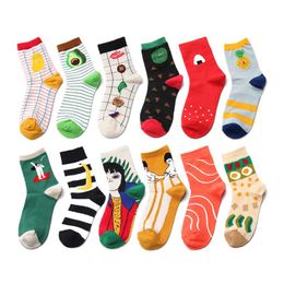 Socks & Hosiery PEONFLY Cartoon Banana Watermelon Pineapple Fruit Food Harajuku Woman Colourful Happy Funny Casual Cotton Autumn