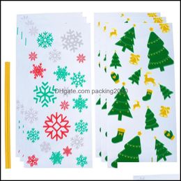 Event Festive Party Supplies Home & Garden400Pcs Christmas Cellophane Bags Clear Candy Cookie Treat Gift Wrap Drop Delivery 2021 Hjvt4