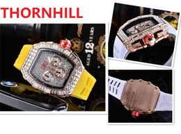 luxury mens womens military fashion full bog diamonds watches skeleton dial silicone strap sports military center clock calendar reloje the freedom of man's watch
