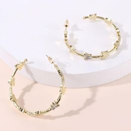 Fashion European And American Exaggerated Hoop Earrings Bohemian Style Ladies Crystal Butterfly Big Circle Women & Huggie