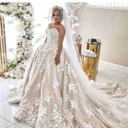 Dubai Charming Ball Gown Wedding Dresses Sexy Sweetheart Neck 3D Floral Lace Appliques 2021 Bridal Dress Vestidos De Dovia