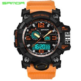 Top Luxury Brand Sanda Men Sport Watches Men's Quartz LED Analog Clock Man Military Waterproof Wrist Watch Relogio Masculino New X0524