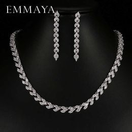 Emmaya Elegant Brand Silver Colour Rhinestone Zircon Earrings & Necklaces for Women Bridesmaids Wedding Cross Jewellery Set H1022